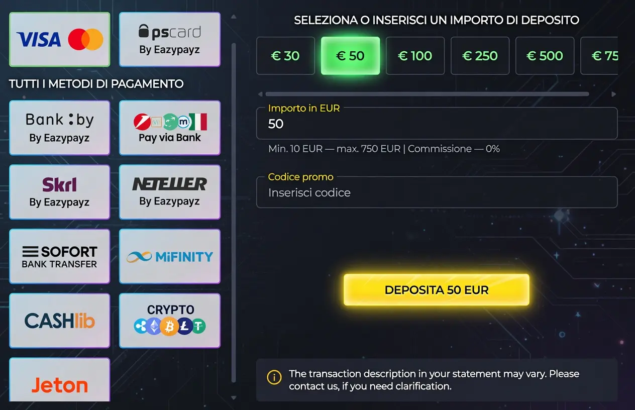 Depositi e pagamenti in criptovaluta su Rolling Slots Casino